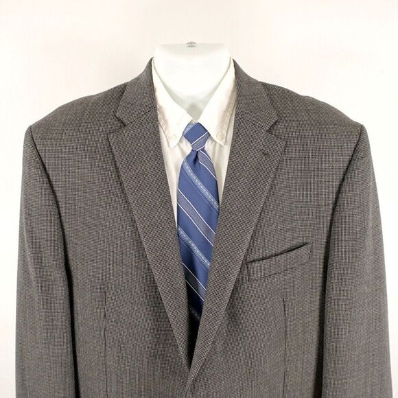 Lauren Ralph Lauren Thick Wool Wool Black Gray Tan Check 2 Button Sport Coat 46L